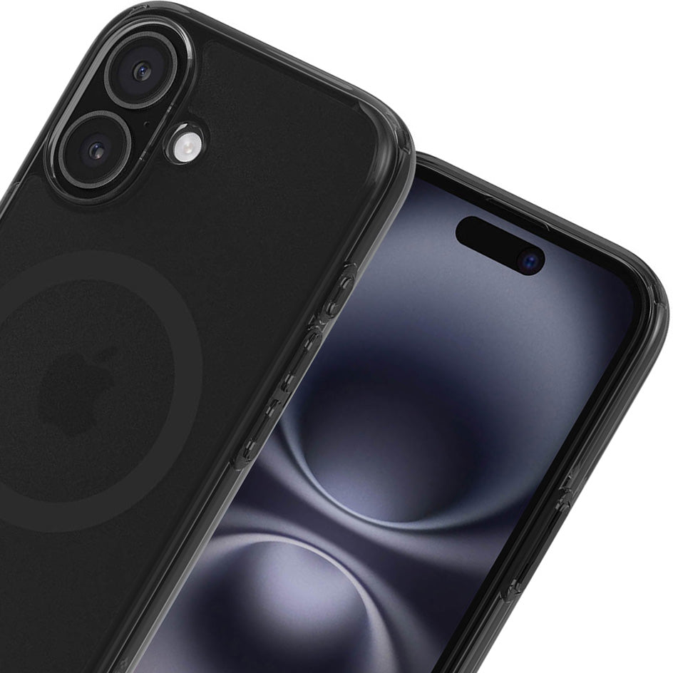 Handyhülle für iPhone 16, Spigen Ultra Hybrid T Mag (CC) mit MagSafe, Durchscheinend-Schwarz