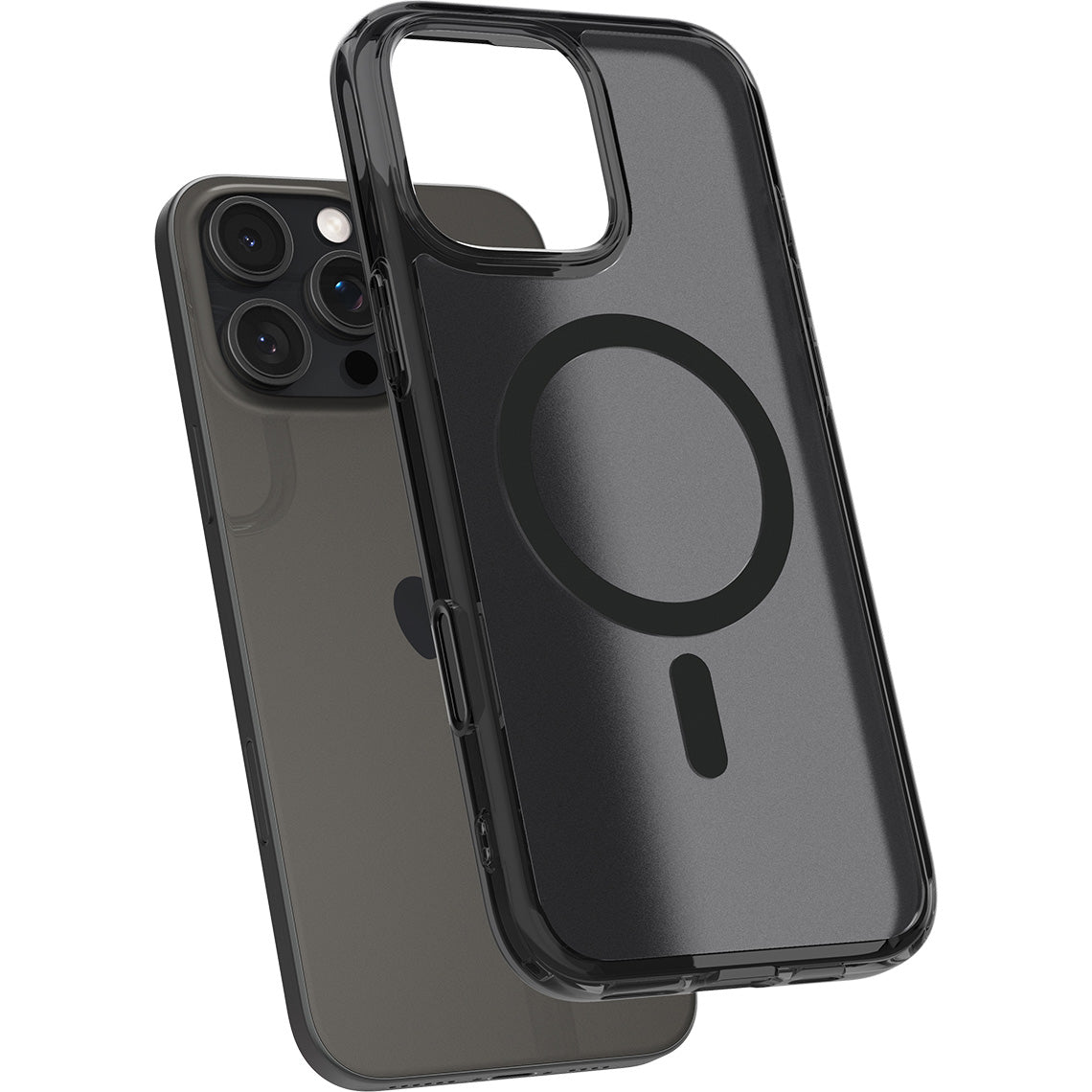 Handyhülle für iPhone 16 Pro, Spigen Ultra Hybrid T Mag (CC) mit MagSafe, Durchscheinend-Schwarz