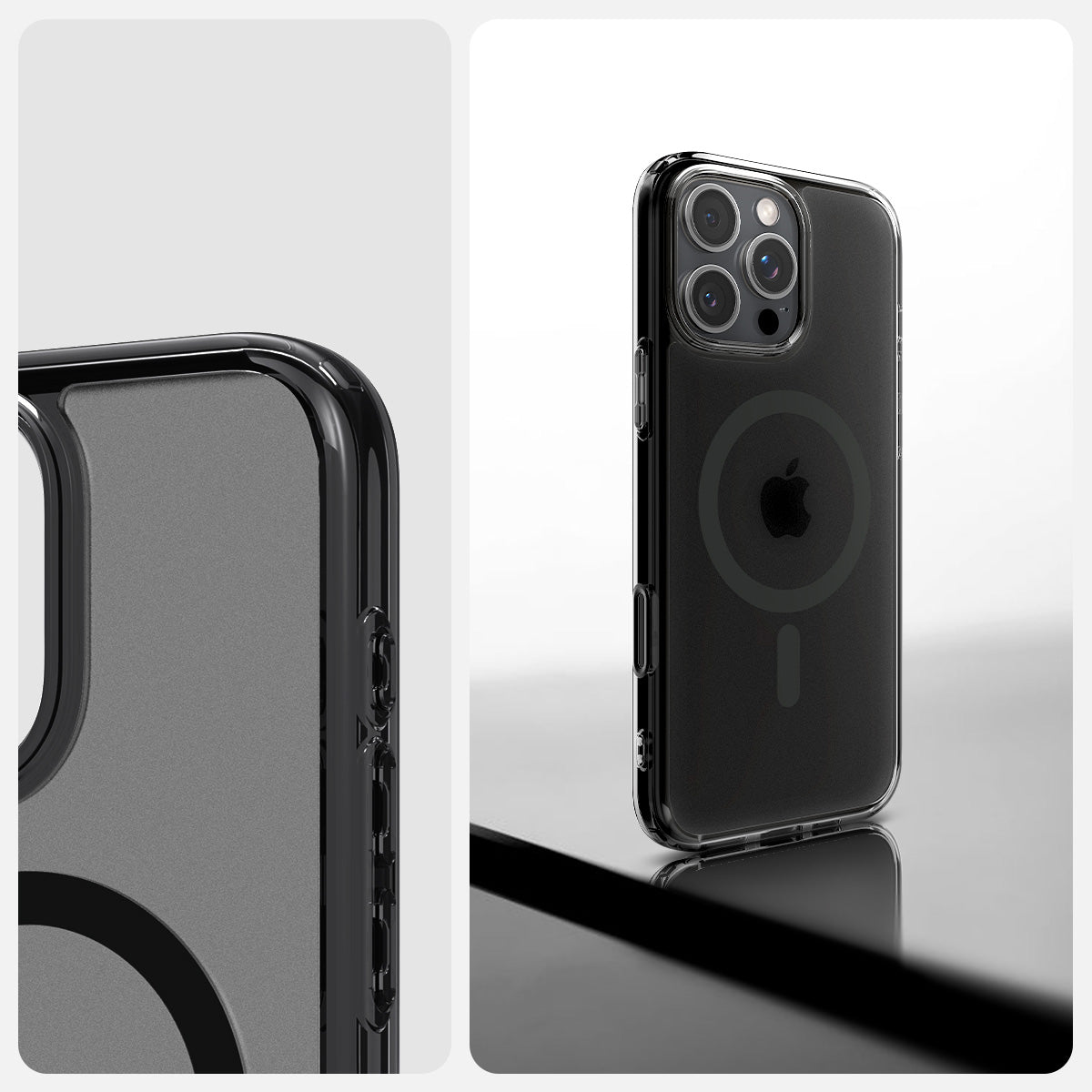 Handyhülle für iPhone 16 Pro, Spigen Ultra Hybrid T Mag (CC) mit MagSafe, Durchscheinend-Schwarz
