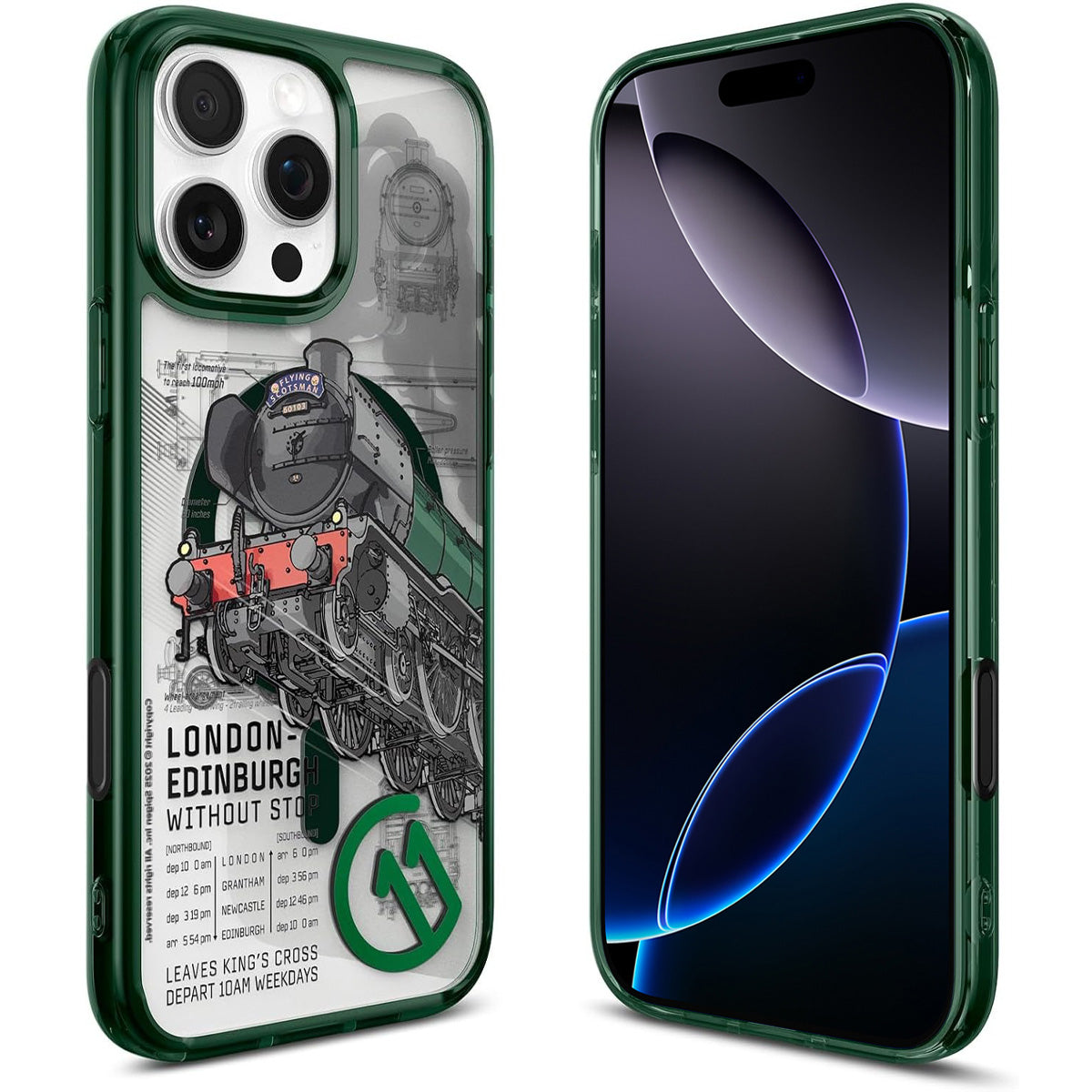 Handyhülle für iPhone 16 Pro Max, Spigen Ultra Hybrid T Mag (CC) mit MagSafe, Grün-Gemustert (C11 Scotsman Fir)
