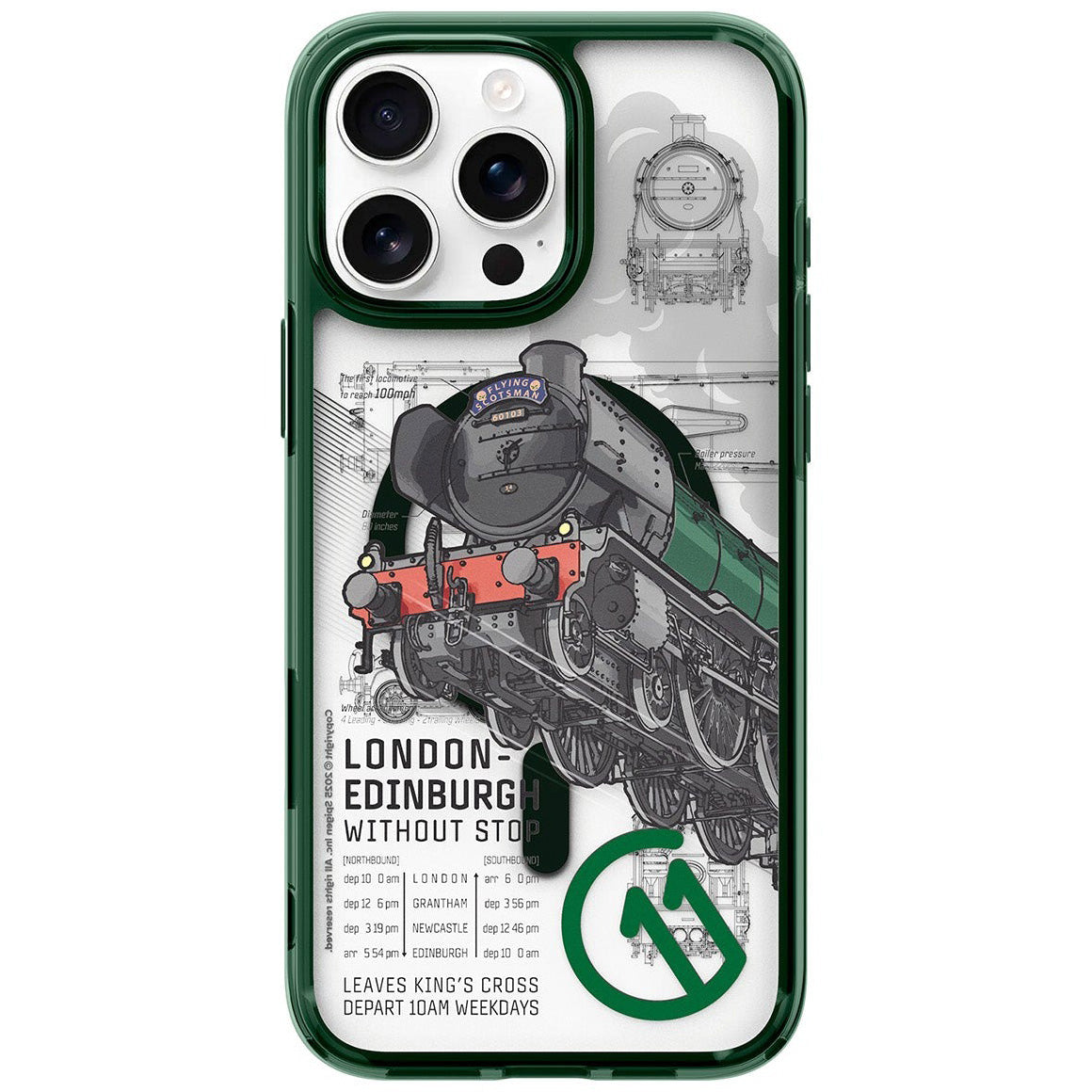 Handyhülle für iPhone 16 Pro Max, Spigen Ultra Hybrid T Mag (CC) mit MagSafe, Grün-Gemustert (C11 Scotsman Fir)