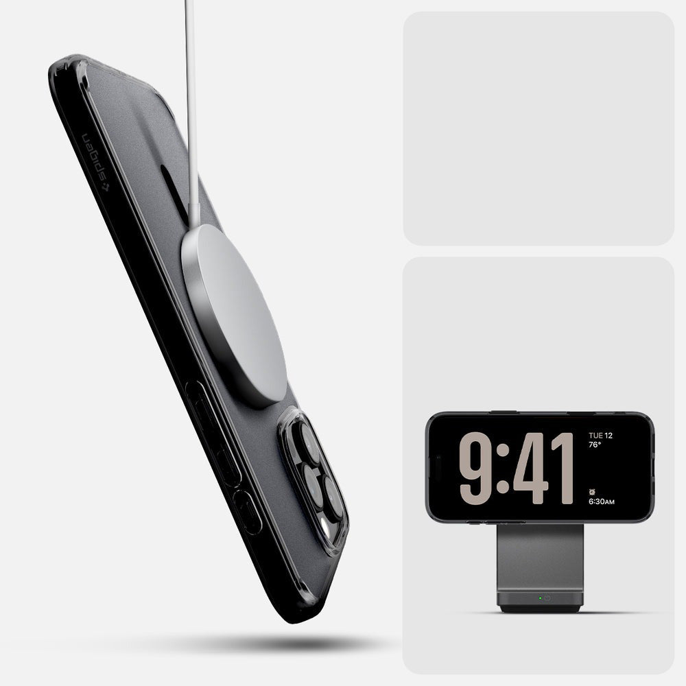 Handyhülle für iPhone 16 Pro Max, Spigen Ultra Hybrid T Mag (CC) mit MagSafe, Durchscheinend-Schwarz