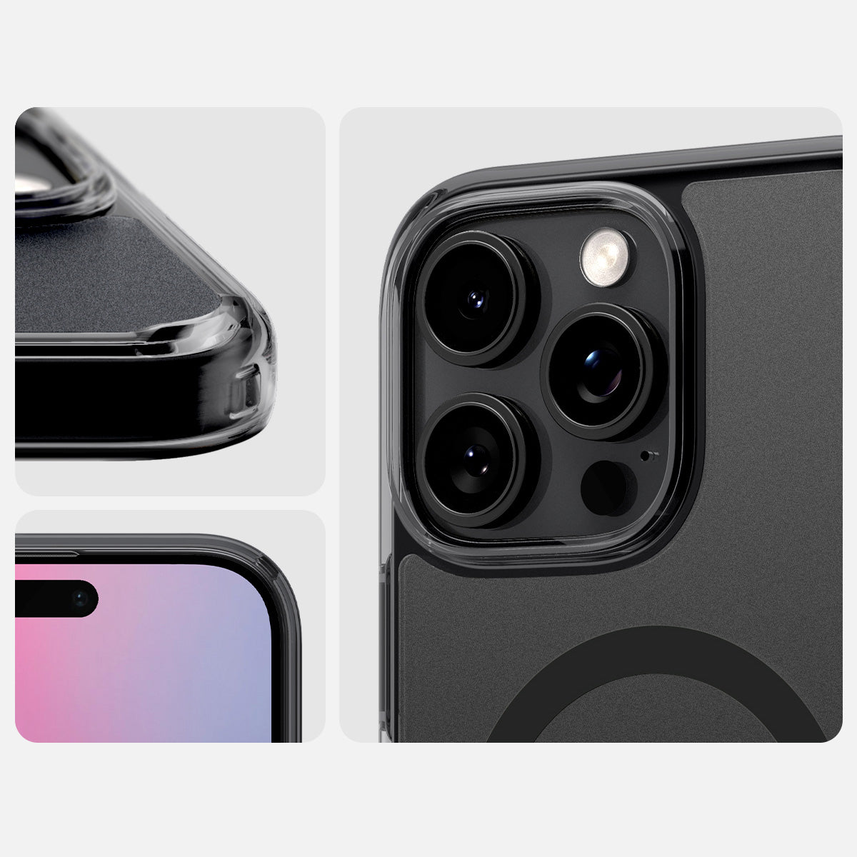 Handyhülle für iPhone 16 Pro Max, Spigen Ultra Hybrid T Mag (CC) mit MagSafe, Durchscheinend-Schwarz