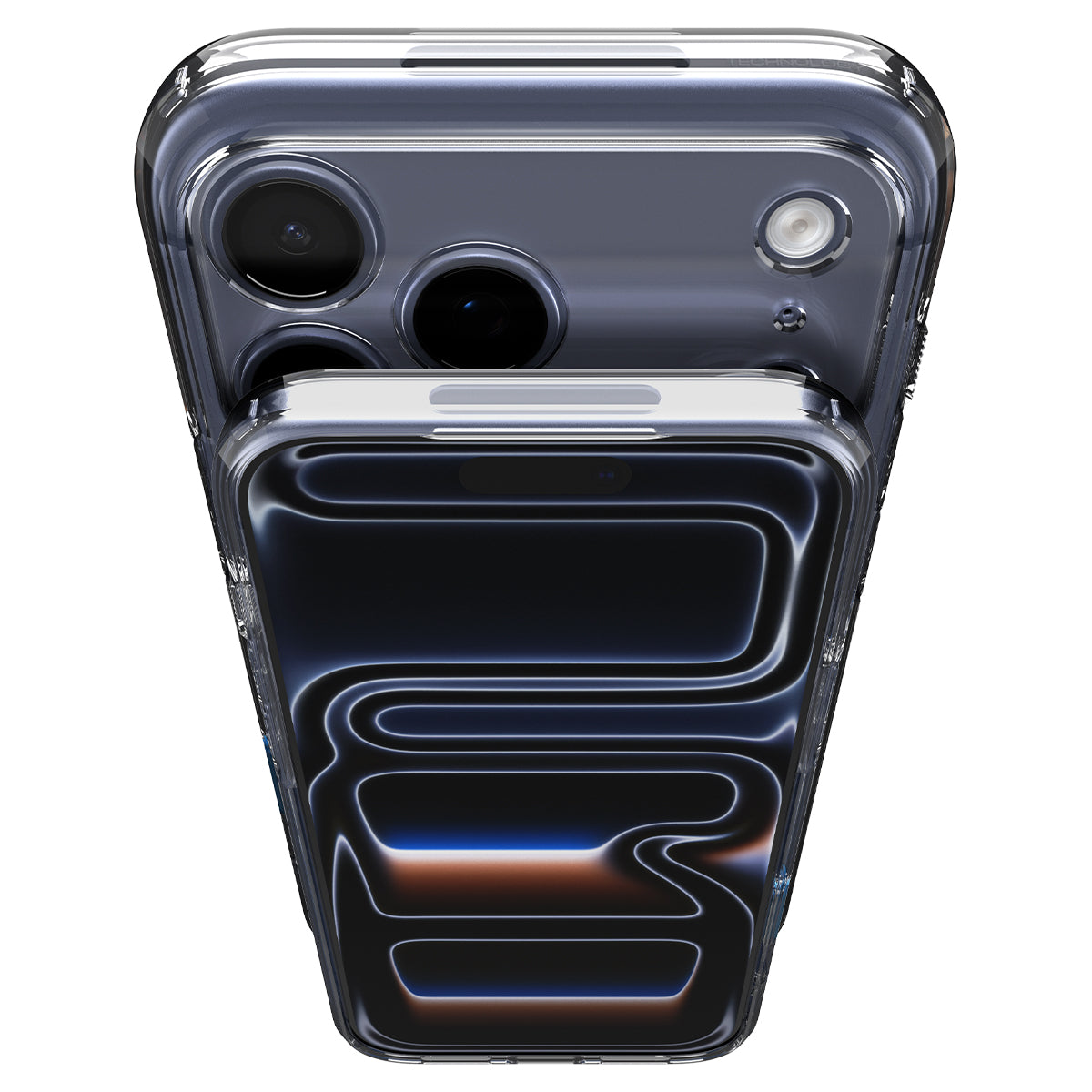 Handyhülle für iPhone 17 Pro, Spigen Ultra Hybrid T Mag (CC) mit MagSafe, Transparent-Dunkelblau