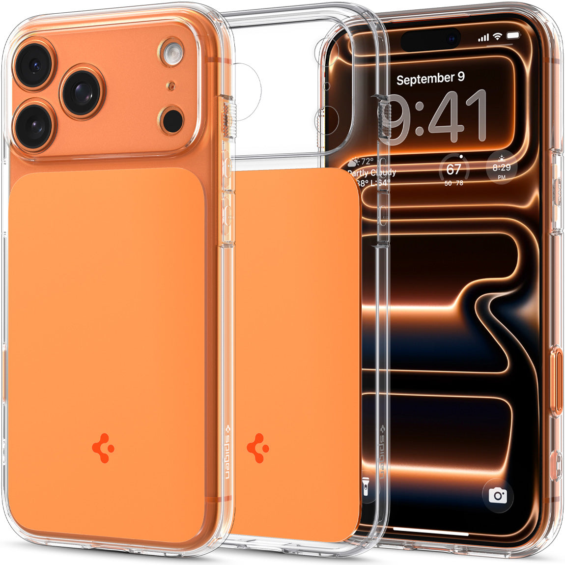 Handyhülle für iPhone 17 Pro Max, Spigen Ultra Hybrid T Mag (CC) mit MagSafe, Transparent-Orange