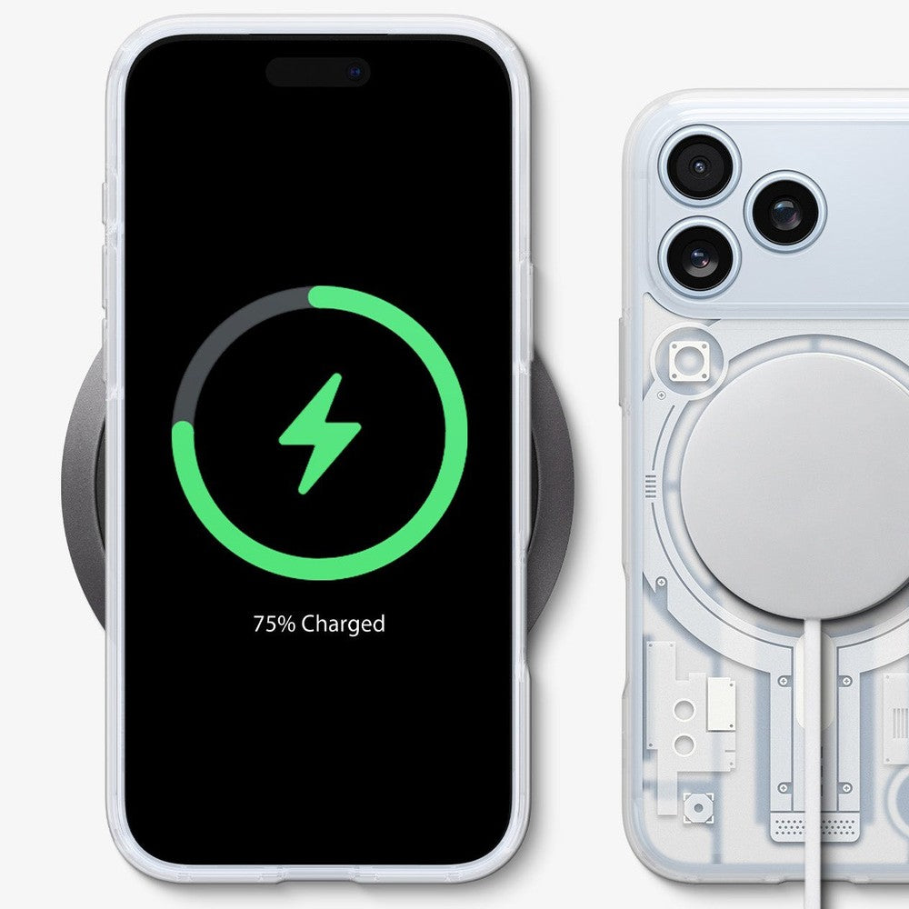 Handyhülle für iPhone 18 Pro / 17 Pro, Spigen Ultra Hybrid T Mag (CC) mit MagSafe, Transparent-Gemustert (C11 Element) (4/10)