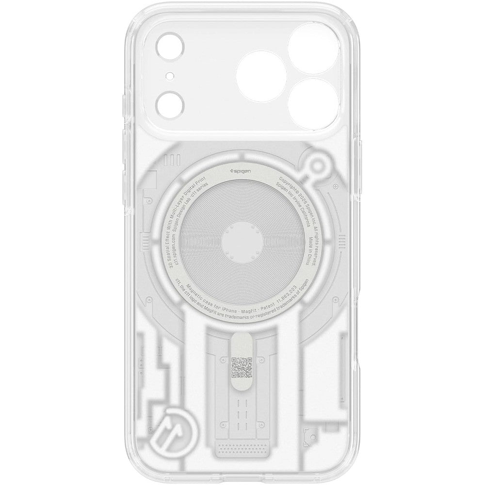 Handyhülle für iPhone 18 Pro / 17 Pro, Spigen Ultra Hybrid T Mag (CC) mit MagSafe, Transparent-Gemustert (C11 Element) (10/10)
