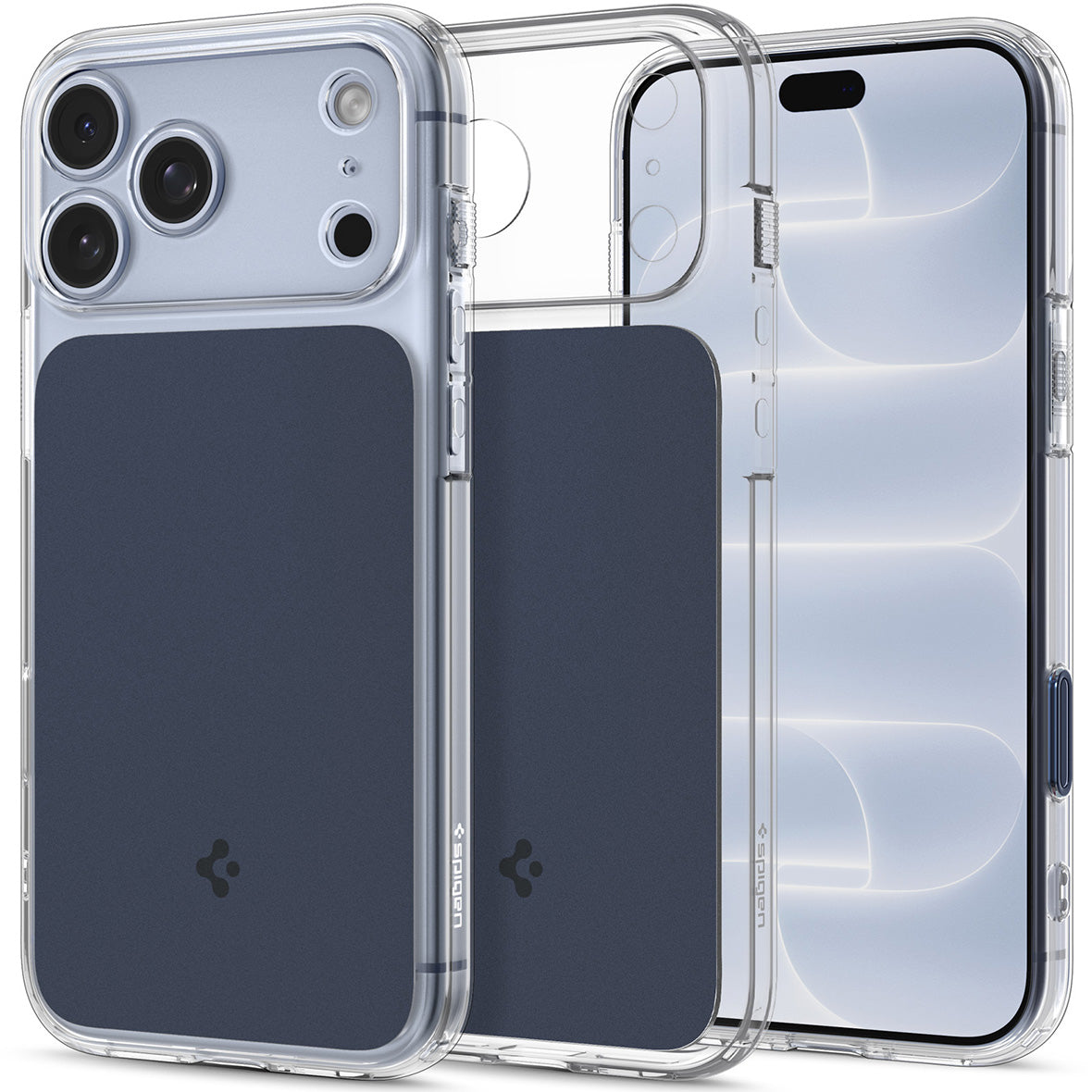 Handyhülle für iPhone 18 Pro, Spigen Ultra Hybrid T Mag (CC) mit MagSafe, Transparent-Dunkelblau (1/15)
