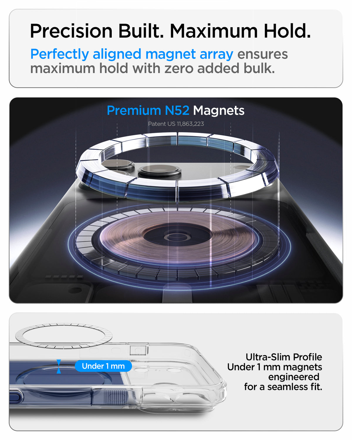 Handyhülle für iPhone 18 Pro, Spigen Ultra Hybrid T Mag (CC) mit MagSafe, Transparent-Dunkelblau (4/15)