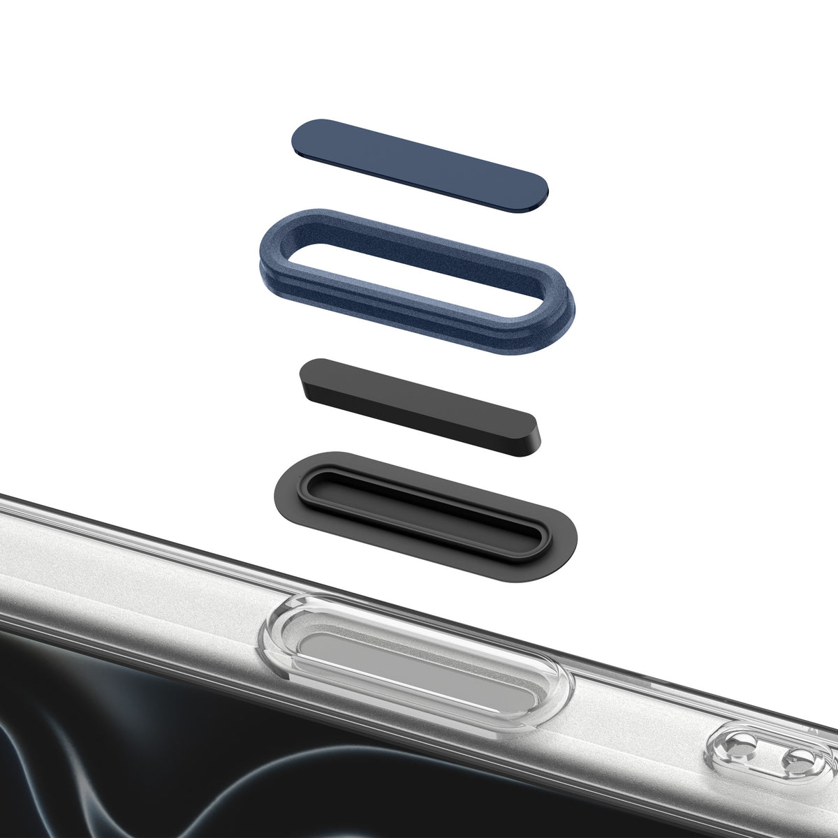 Handyhülle für iPhone 18 Pro, Spigen Ultra Hybrid T Mag (CC) mit MagSafe, Transparent-Dunkelblau (14/15)