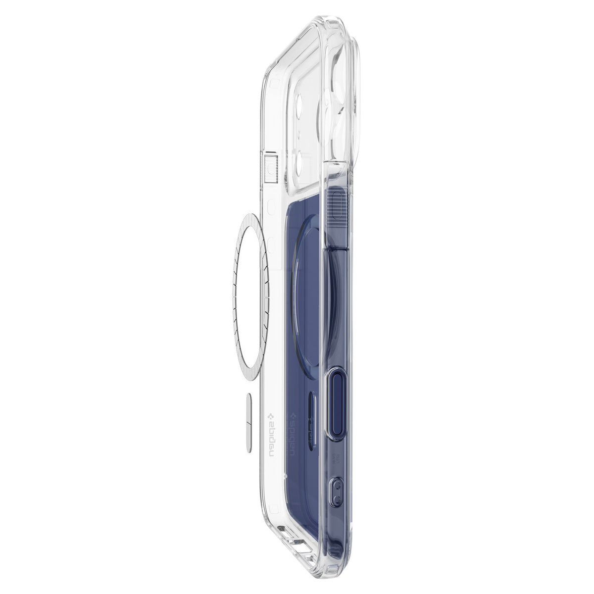 Handyhülle für iPhone 18 Pro, Spigen Ultra Hybrid T Mag (CC) mit MagSafe, Transparent-Dunkelblau (15/15)