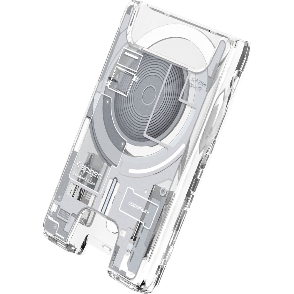 Kartenetui mit MagSafe, Spigen Ultra Hybrid Mag Wallet, Weiß-Grau (Zero One)