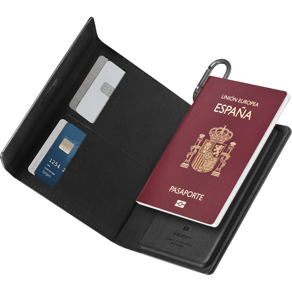 RFID-Brieftasche, Karten-/Passport-/Dokumentenetui, Spigen Universal Passport Holder, Schwarz