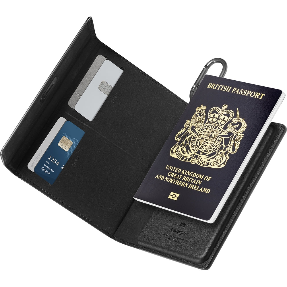 RFID-Brieftasche, Karten-/Passport-/Dokumentenetui, Spigen Universal Passport Holder, Schwarz