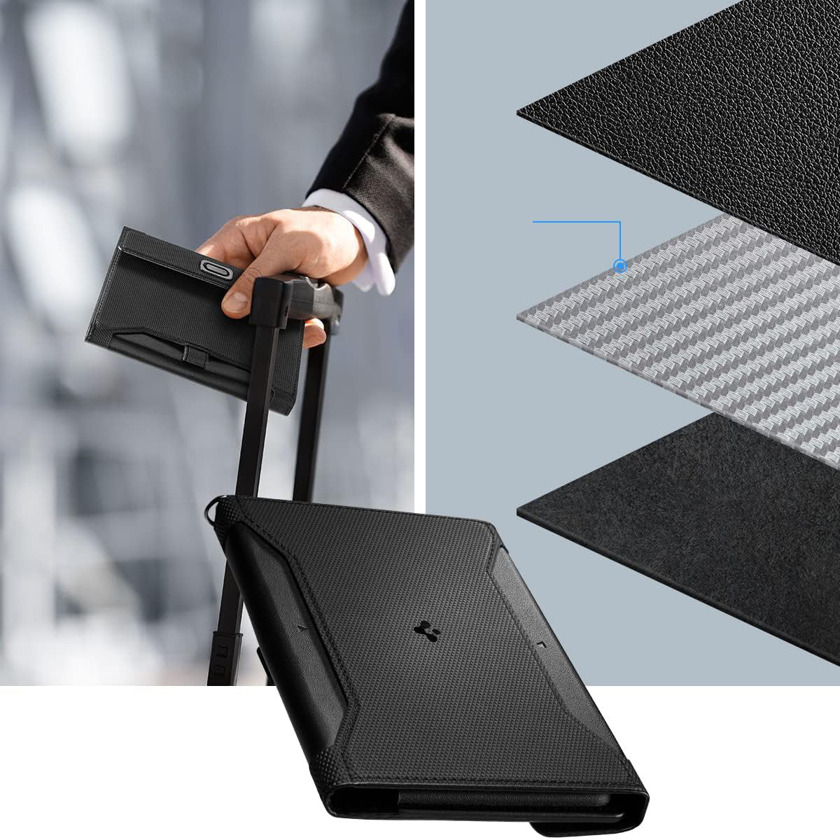 RFID-Brieftasche, Karten-/Passport-/Dokumentenetui, Spigen Universal Passport Holder, Schwarz