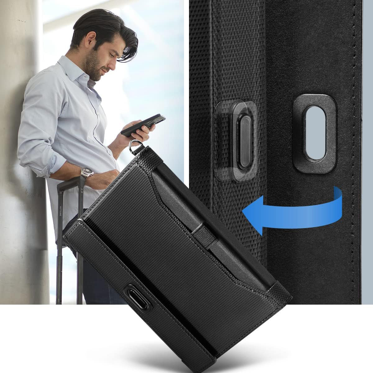 RFID-Brieftasche, Karten-/Passport-/Dokumentenetui, Spigen Universal Passport Holder, Schwarz