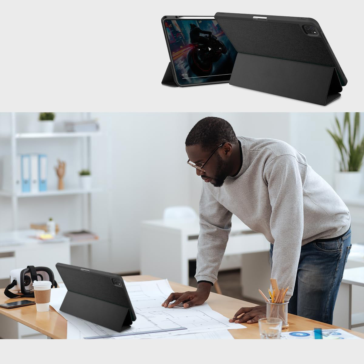 Schutzhülle für iPad Pro 13" 7 gen. 2024, Spigen Urban Fit, Schwarz