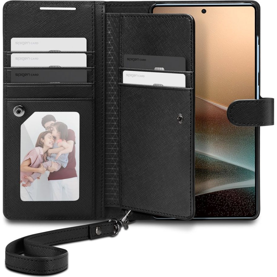 Handyhülle für Galaxy S25 Ultra, Spigen Wallet "S", Schwarz