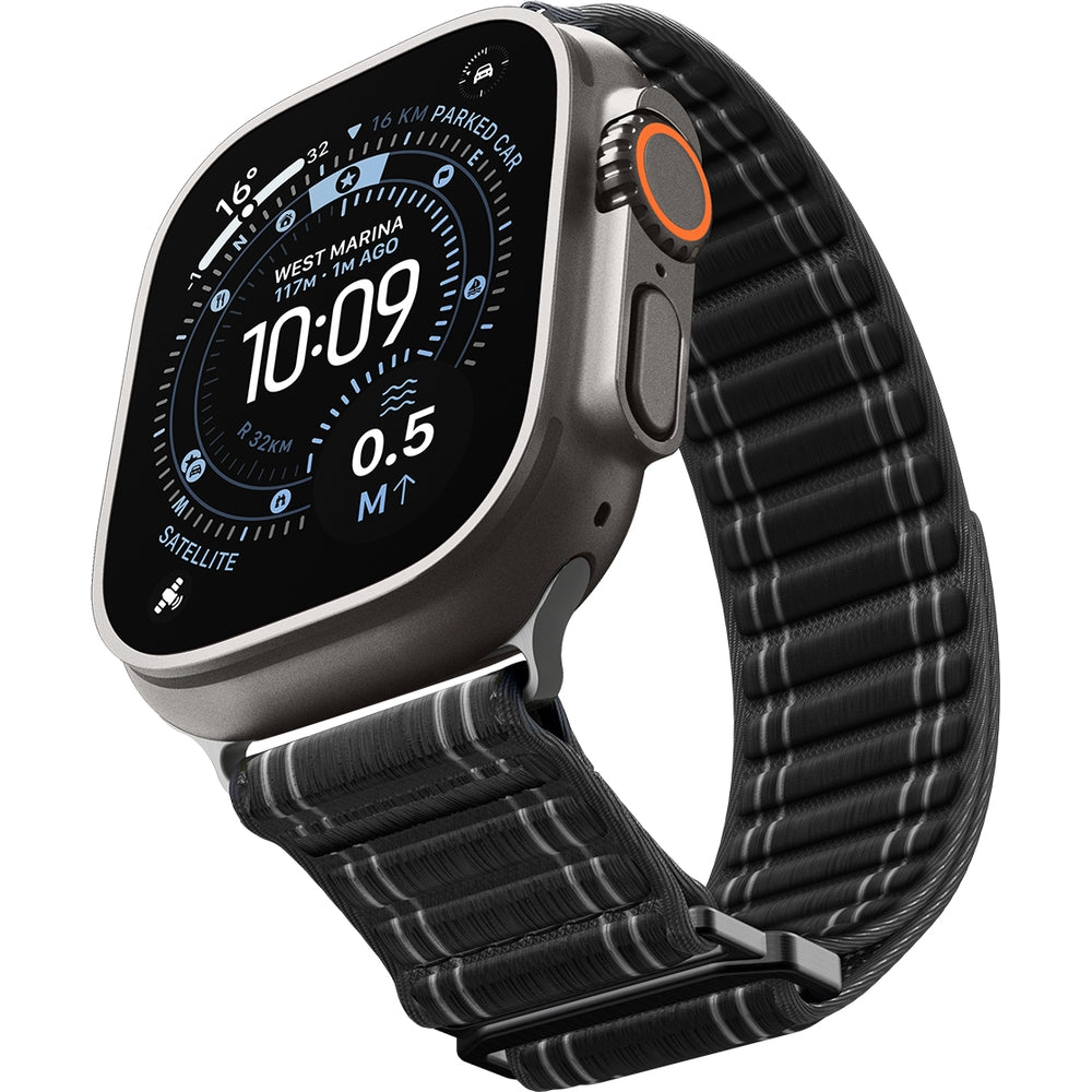 Nylon Armband für Apple Watch 49/46/45/44 mm, Spigen WBF0, Schwarz