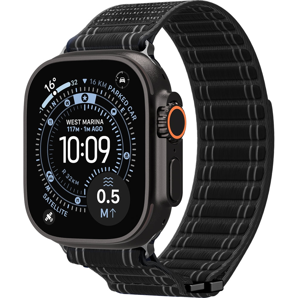 Nylon Armband für Apple Watch 49/46/45/44 mm, Spigen WBF0, Schwarz