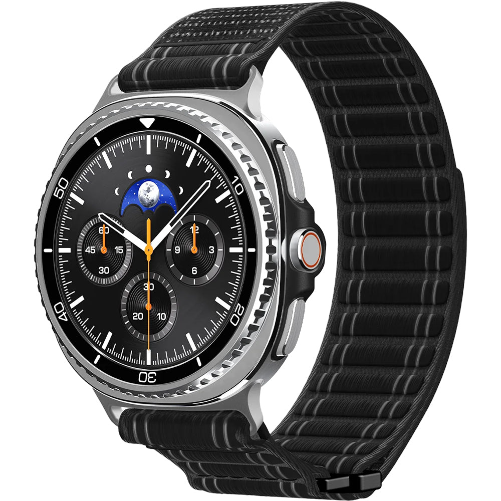 Nylon Armband für Galaxy Watch 9 40 mm / 44 mm / 8 40 mm / 44 mm / 8 Classic 46 mm, Spigen WBF0, Schwarz