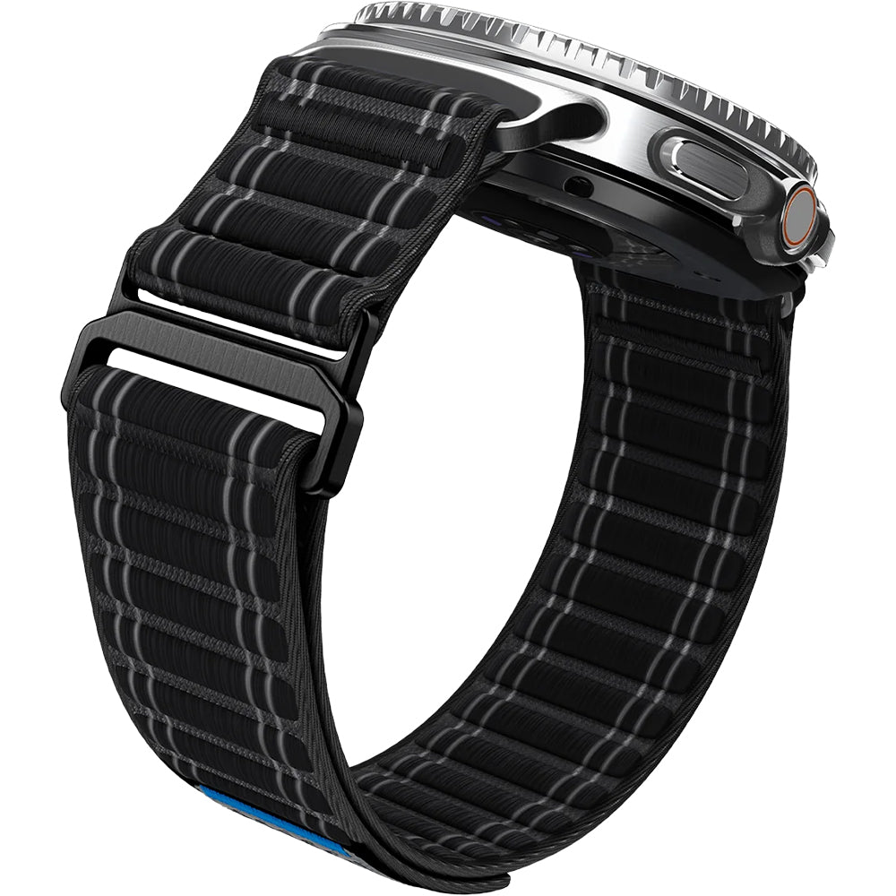 Nylon Armband für Galaxy Watch 9 40 mm / 44 mm / 8 40 mm / 44 mm / 8 Classic 46 mm, Spigen WBF0, Schwarz