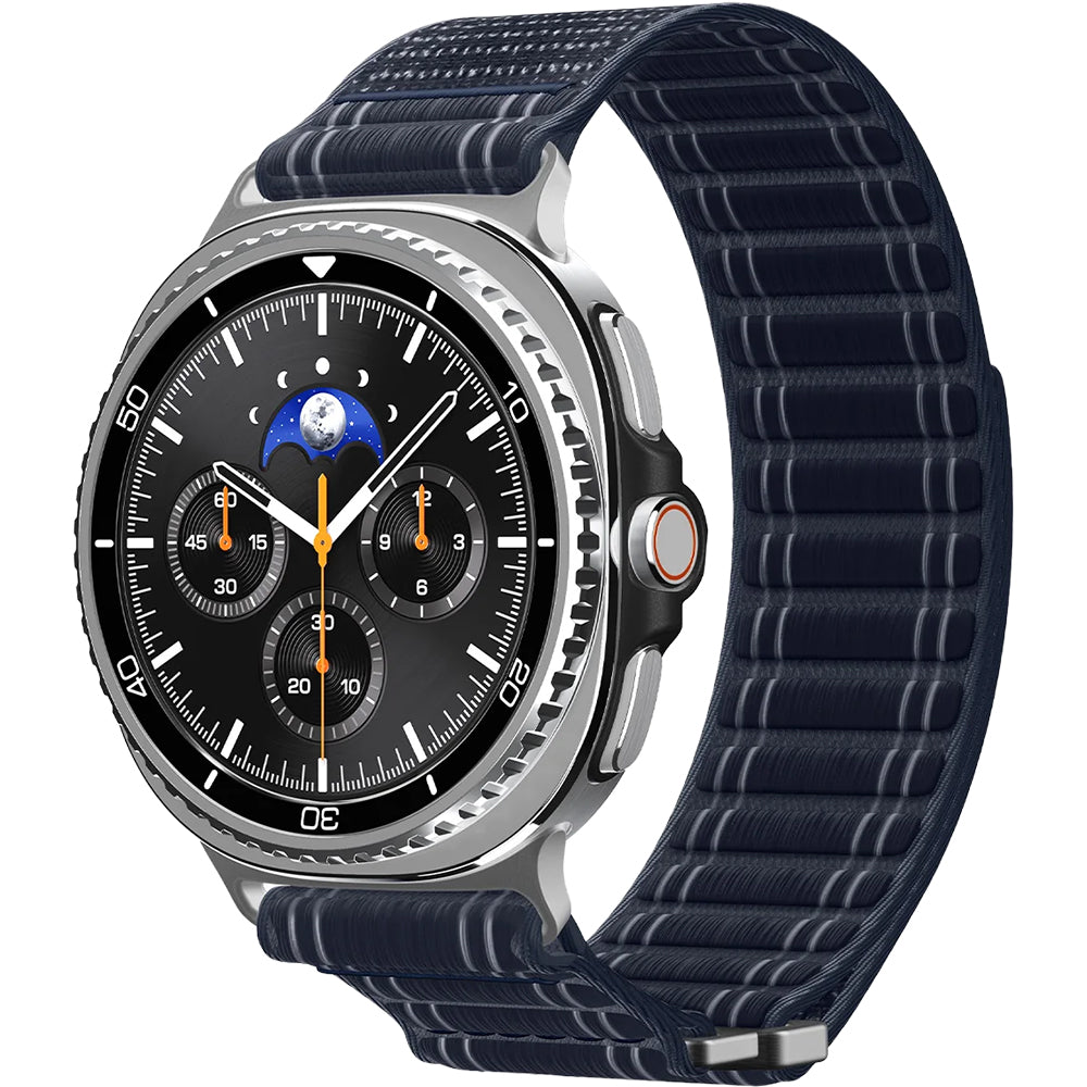 Nylon Armband für Galaxy Watch 9 40 mm / 44 mm / 8 40 mm / 44 mm / 8 Classic 46 mm, Spigen WBF0, Dunkelblau