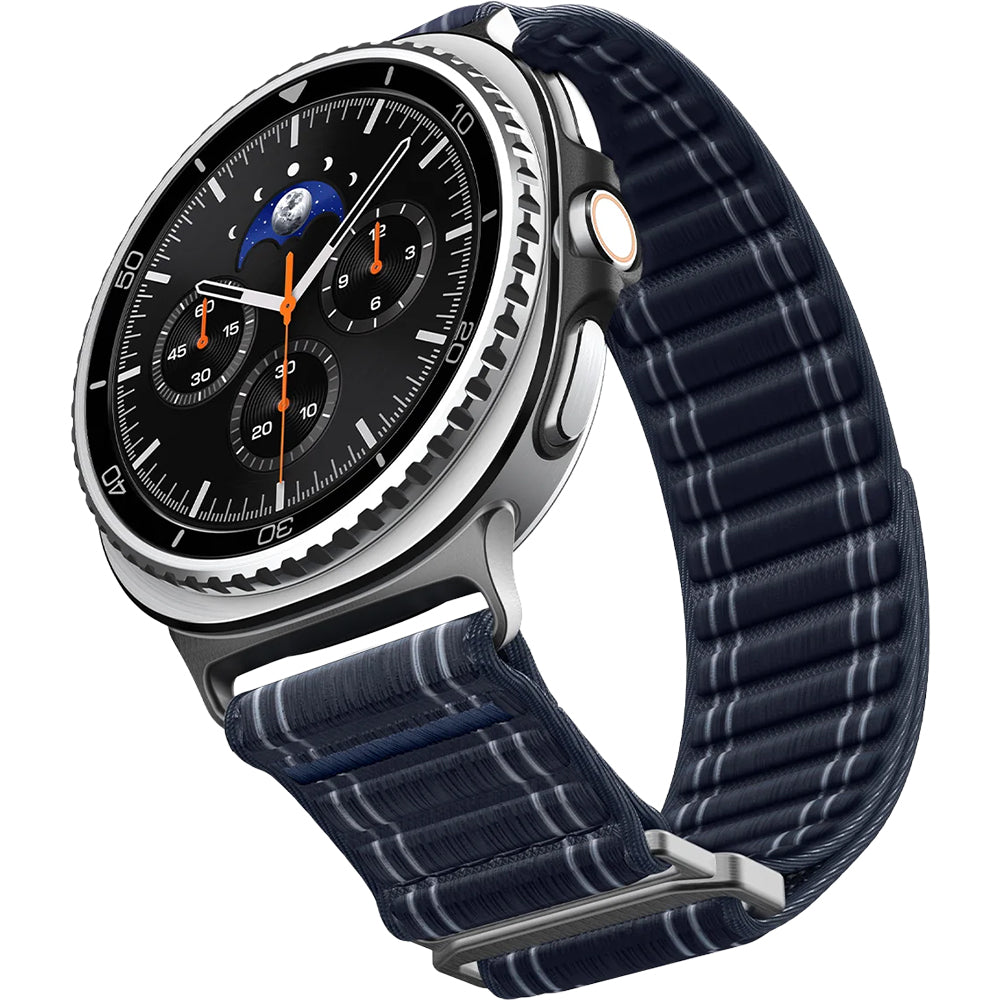 Nylon Armband für Galaxy Watch 9 40 mm / 44 mm / 8 40 mm / 44 mm / 8 Classic 46 mm, Spigen WBF0, Dunkelblau