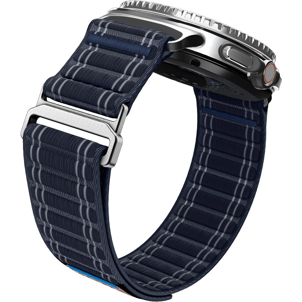 Nylon Armband für Galaxy Watch 9 40 mm / 44 mm / 8 40 mm / 44 mm / 8 Classic 46 mm, Spigen WBF0, Dunkelblau