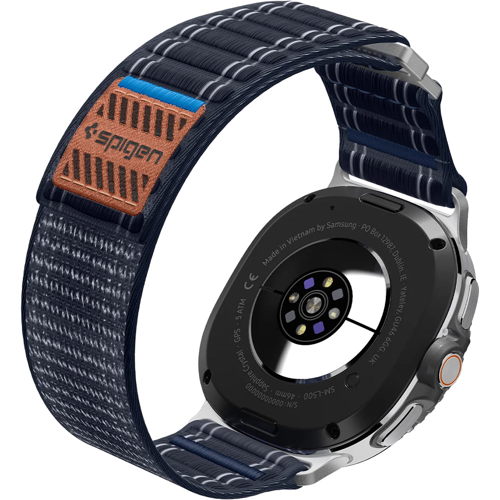 Nylon Armband für Galaxy Watch 9 40 mm / 44 mm / 8 40 mm / 44 mm / 8 Classic 46 mm, Spigen WBF0, Dunkelblau