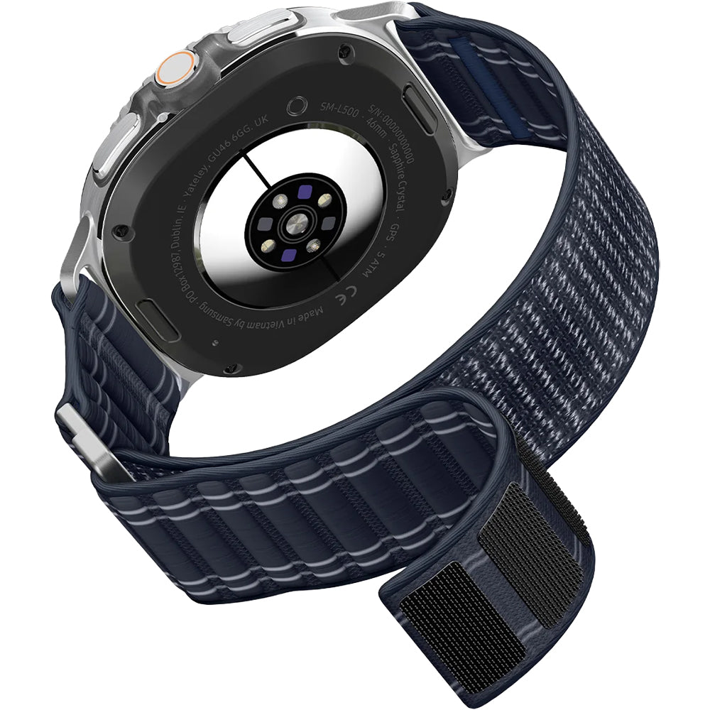 Nylon Armband für Galaxy Watch 9 40 mm / 44 mm / 8 40 mm / 44 mm / 8 Classic 46 mm, Spigen WBF0, Dunkelblau
