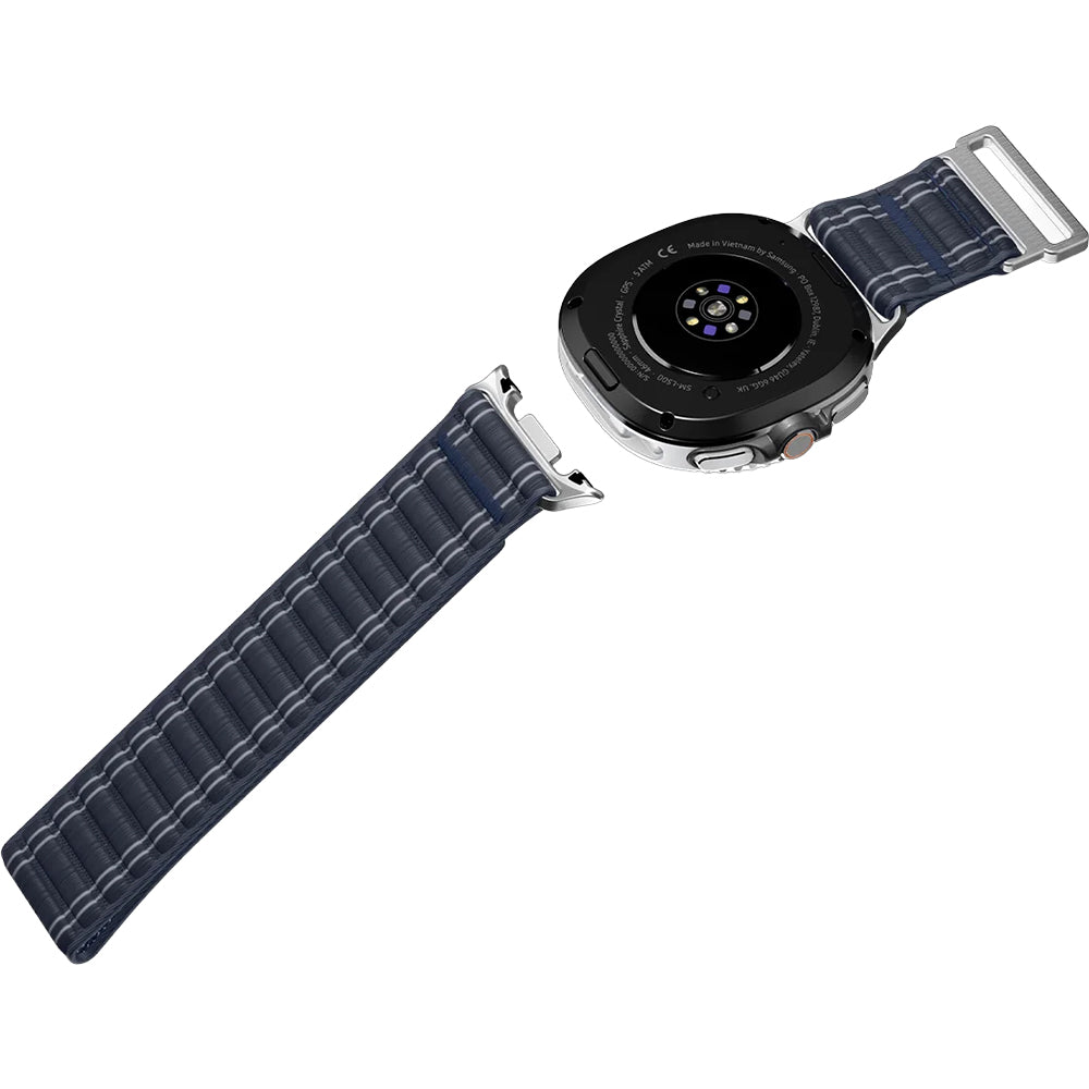 Nylon Armband für Galaxy Watch 9 40 mm / 44 mm / 8 40 mm / 44 mm / 8 Classic 46 mm, Spigen WBF0, Dunkelblau