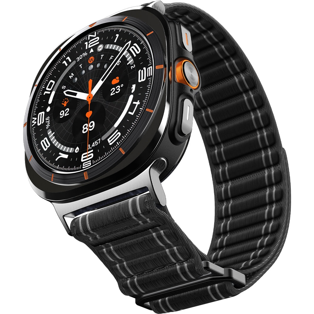 Nylon Armband für Galaxy Watch Ultra 2 / 1, Spigen WBF0, Schwarz