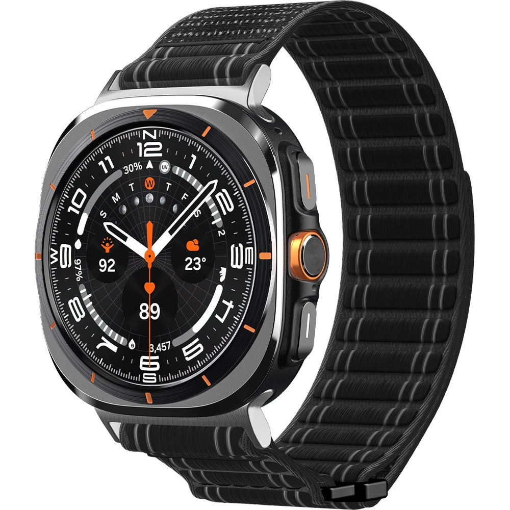 Nylon Armband für Galaxy Watch Ultra 2 / 1, Spigen WBF0, Schwarz