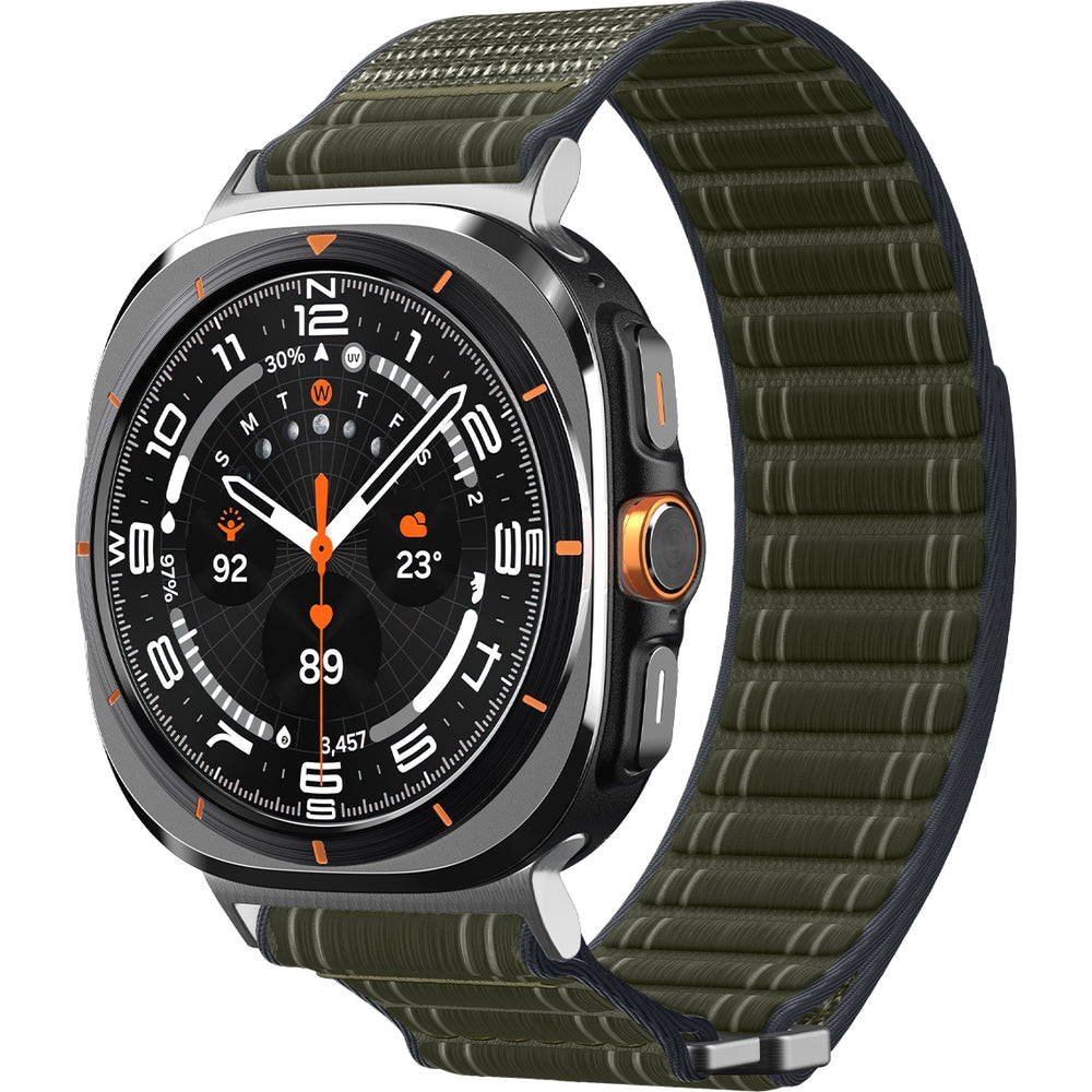 Nylon Armband für Galaxy Watch Ultra 2 / Ultra, Spigen WBF0, Grün