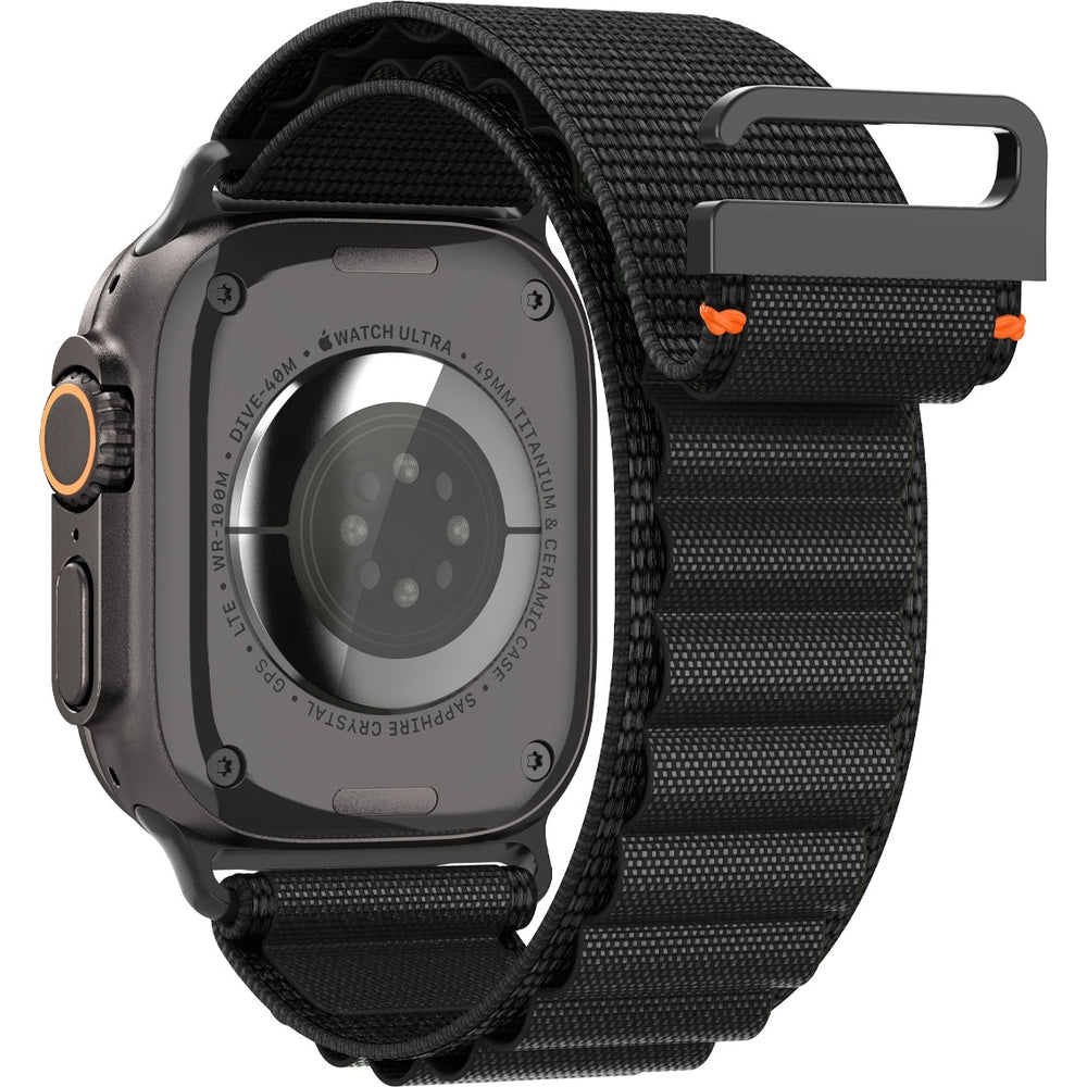 Armband für Apple Watch 49/46/45/44 mm, Spigen WBF1 Band, Schwarz