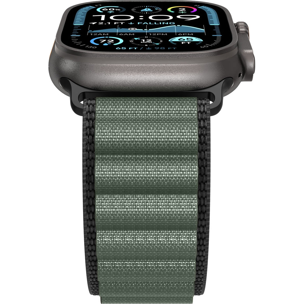 Armband für Apple Watch 49/46/45/44 mm, Spigen WBF1 Band, Schwarz-Grün