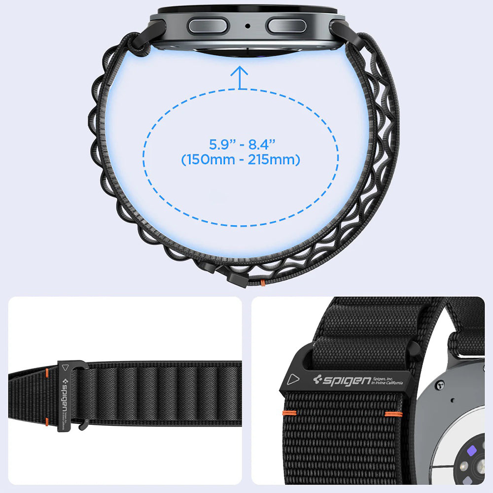 Armband für Galaxy Watch 9 40 mm / 44 mm / 8 40 mm / 44 mm / 8 Classic 46 mm, Spigen WBF1 Band, Schwarz