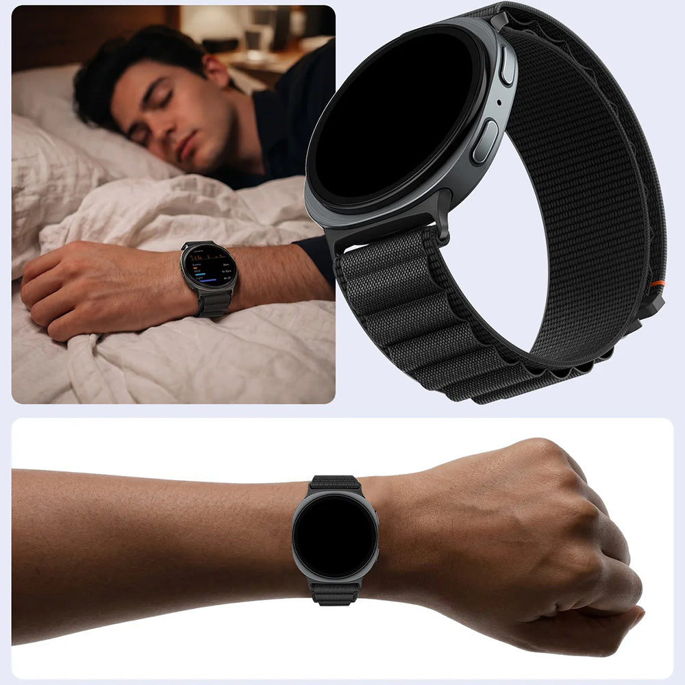 Armband für Galaxy Watch 9 40 mm / 44 mm / 8 40 mm / 44 mm / 8 Classic 46 mm, Spigen WBF1 Band, Schwarz
