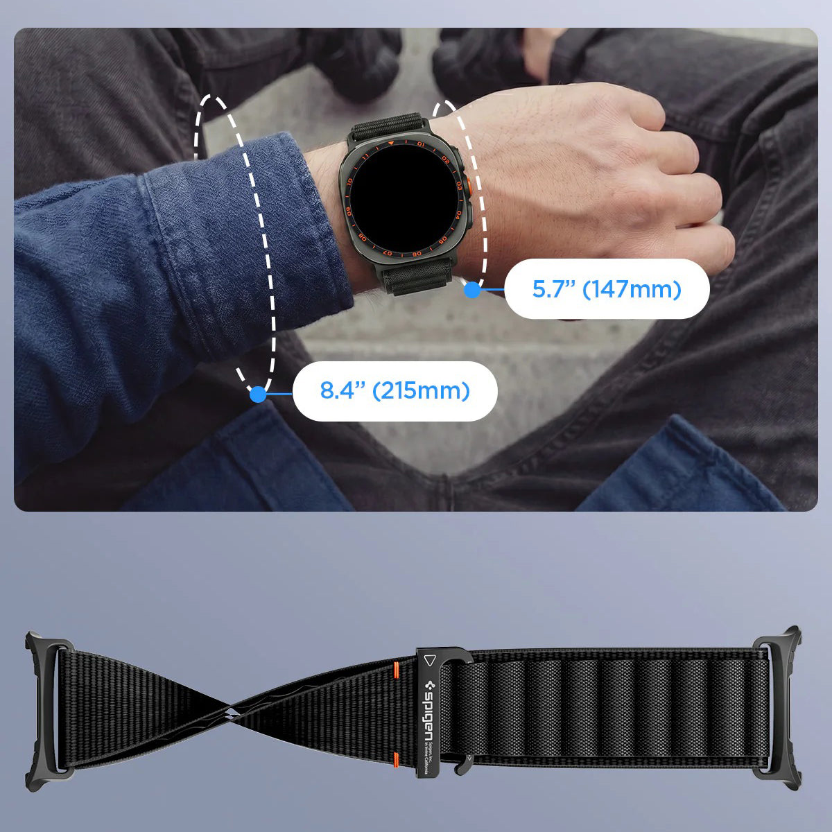 Armband für Galaxy Watch Ultra 2 / Ultra, Spigen WBF1 Band, Schwarz
