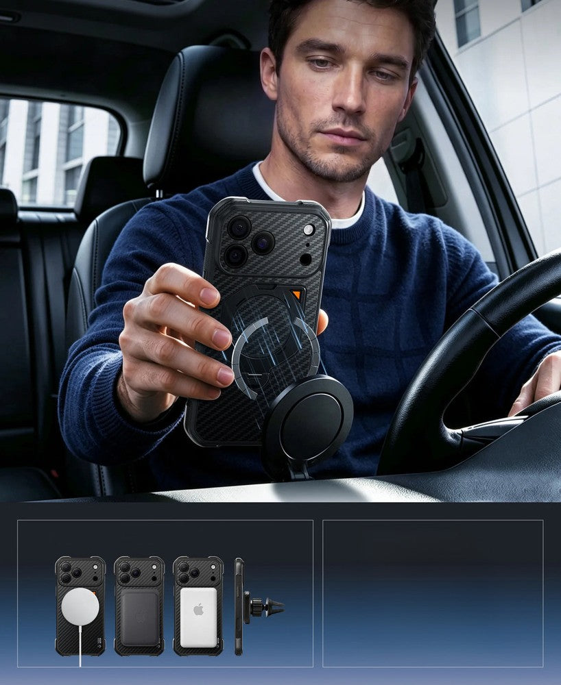 Handyhülle für iPhone 18 Pro Max / 17 Pro Max, Supcase UB Aero Mag Aramid (CC) mit MagSafe, Schwarz (6/12)