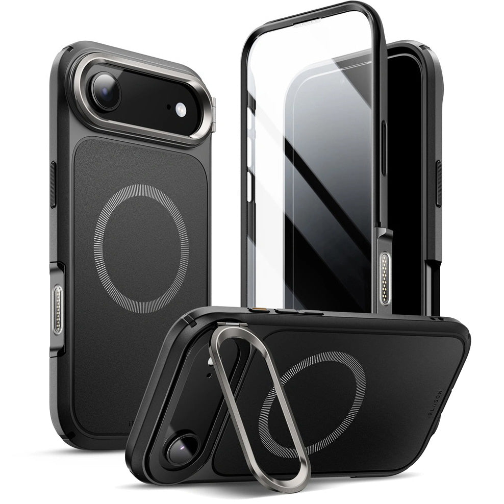 Handyhülle + Glas 9H für iPhone Air, Supcase i-Blason Ares Flip Mag SPG (CC) mit MagSafe, Schwarz-Grau