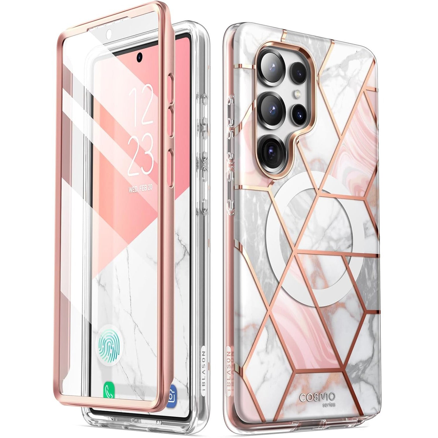 Handyhülle für Galaxy S25 Ultra, Supcase i-Blason Cosmo Mag SP für MagSafe, Marmor-Rosa