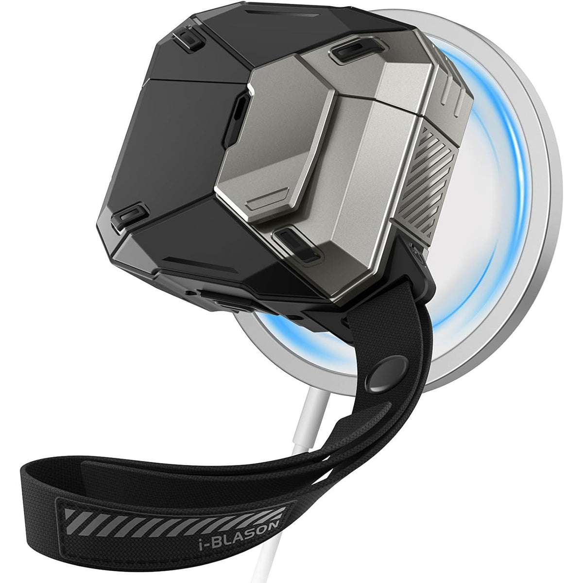 Schutzhülle für AirPods 5 / 4, Supcase i-Blason Matrix mit MagSafe, Schwarz-Silbern