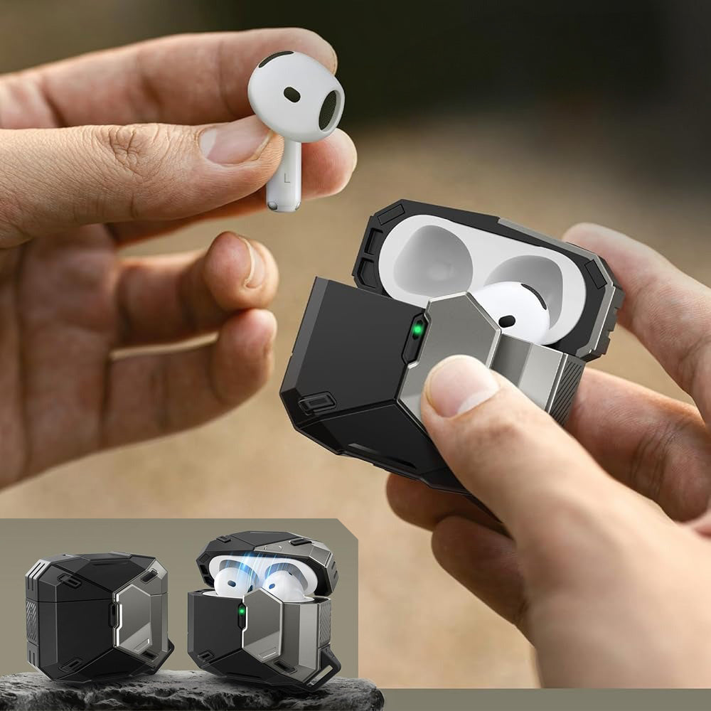 Schutzhülle für AirPods 5 / 4, Supcase i-Blason Matrix mit MagSafe, Schwarz-Silbern