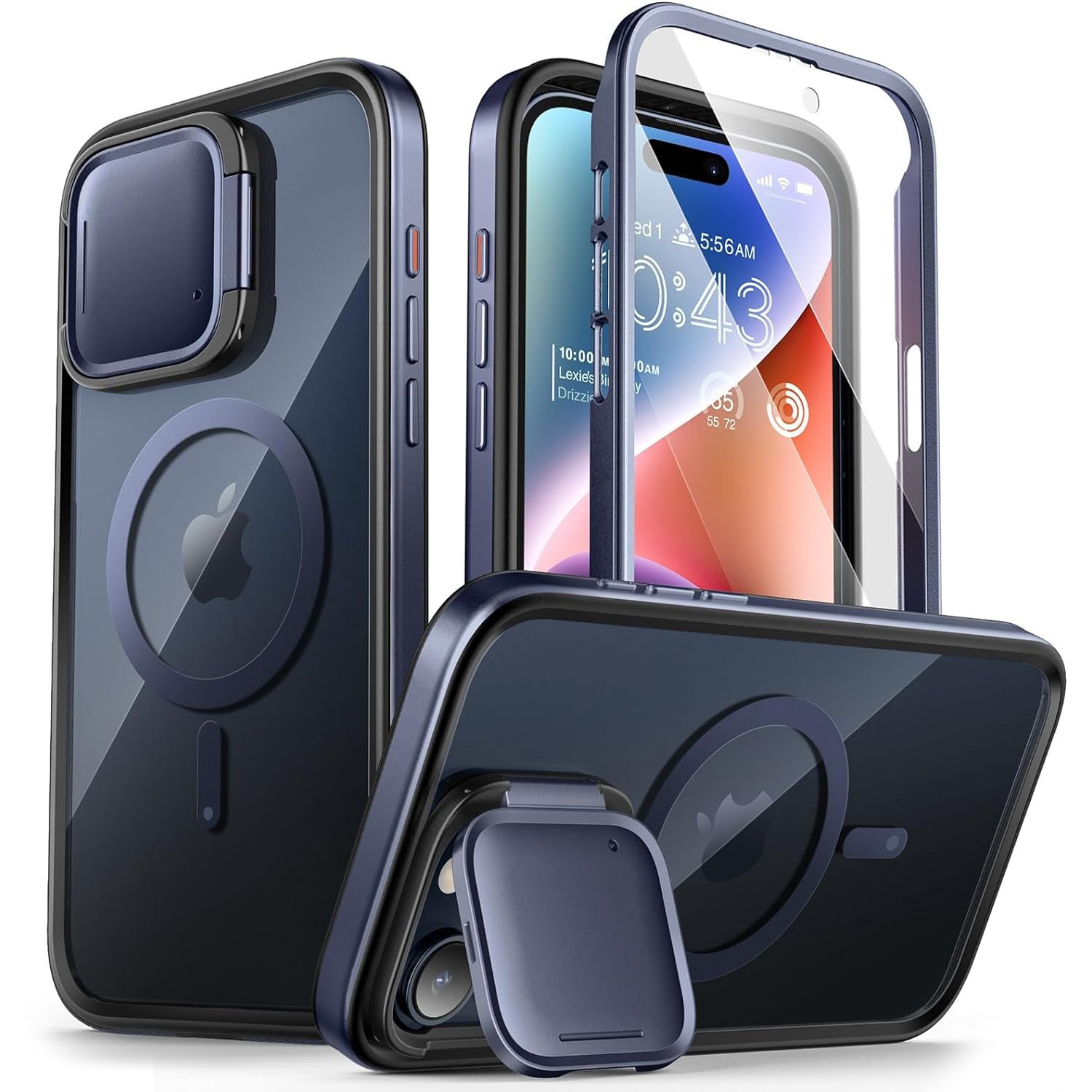 Schutzhülle für iPhone 15 Pro Max, Supcase i-Blason Shield Mag SP für MagSafe, Dunkelblau/Transparent