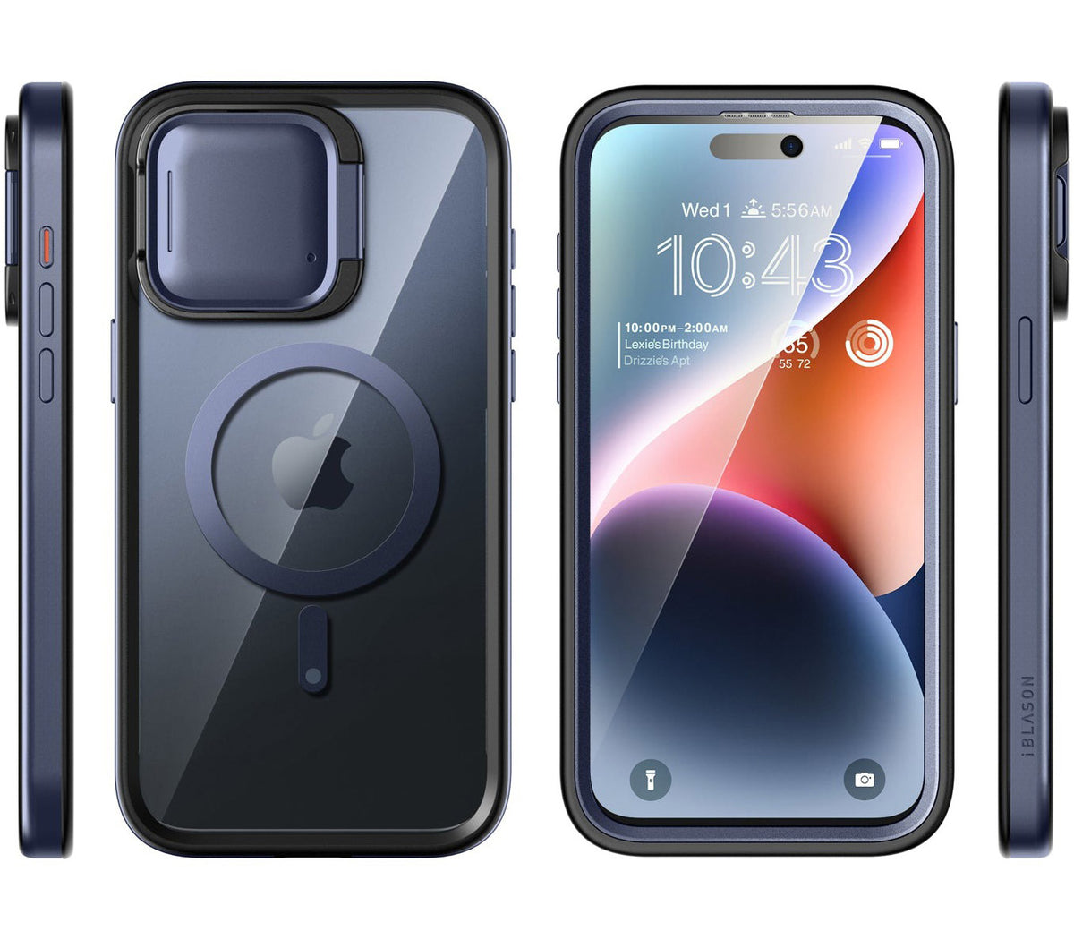 Schutzhülle für iPhone 15 Pro Max, Supcase i-Blason Shield Mag SP für MagSafe, Dunkelblau/Transparent