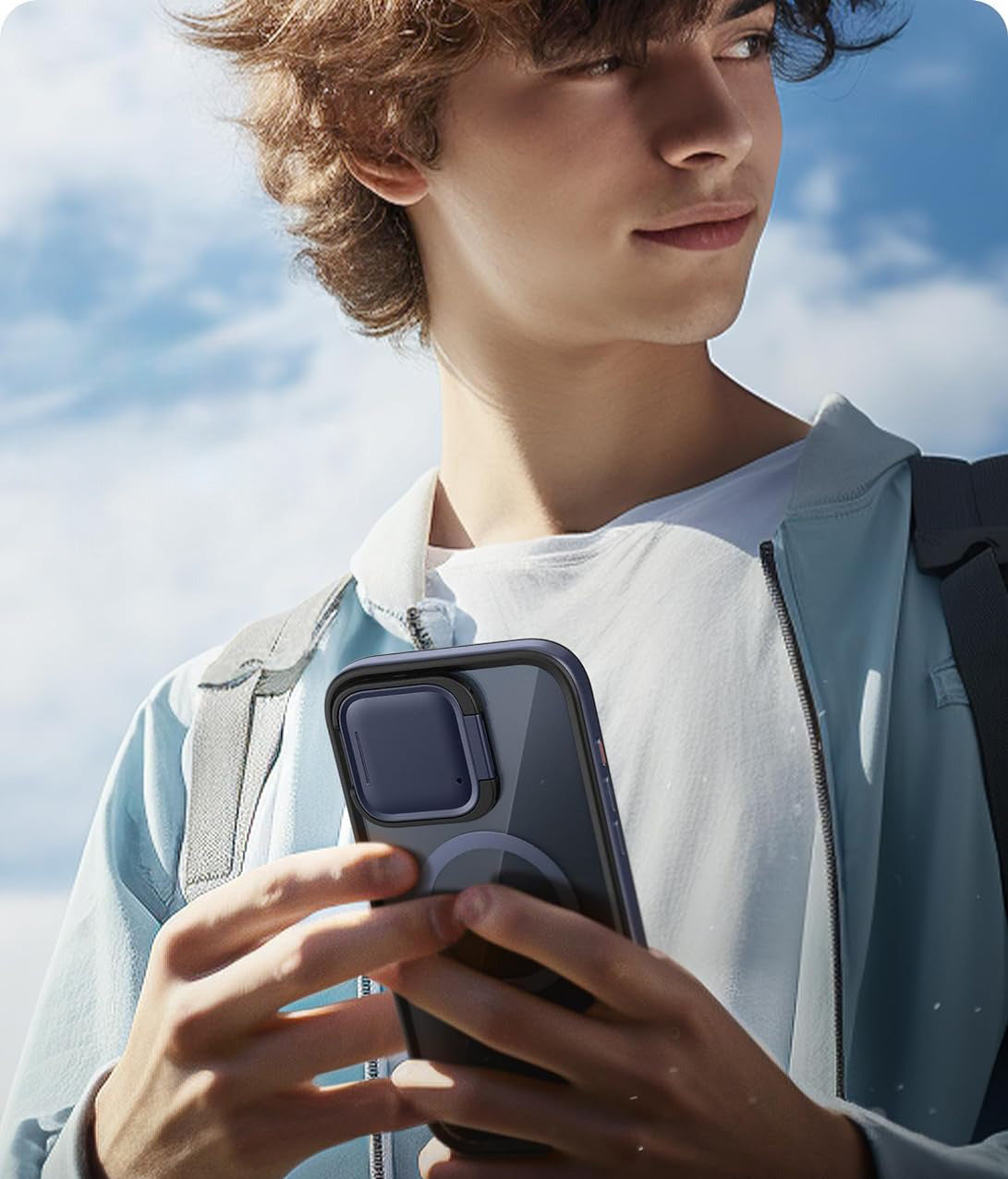 Schutzhülle für iPhone 15 Pro Max, Supcase i-Blason Shield Mag SP für MagSafe, Dunkelblau/Transparent