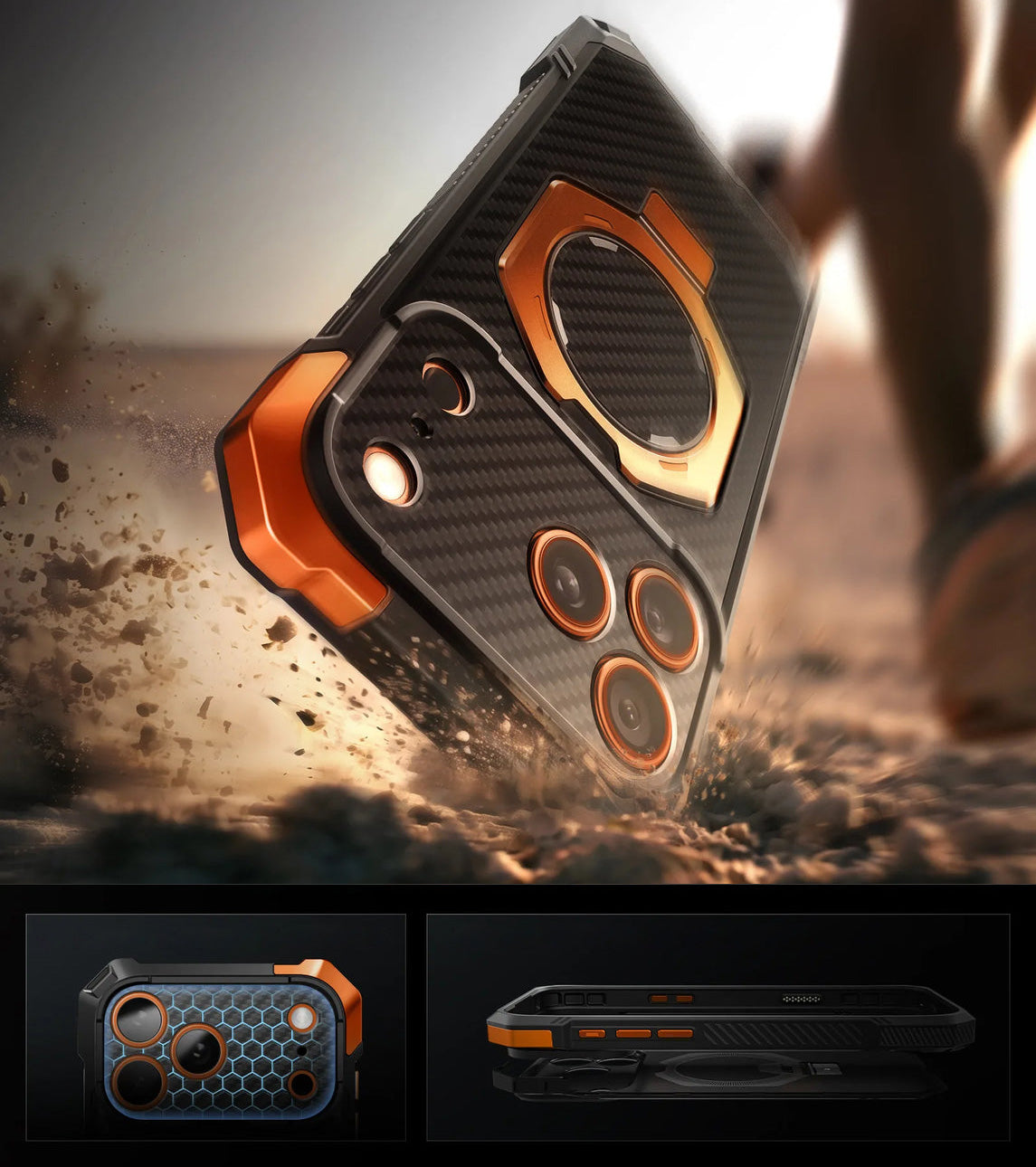 Handyhülle für iPhone 18 Pro Max / 17 Pro Max, Supcase UB Grip Mag (CC) mit MagSafe, Schwarz-Orange (2/11)
