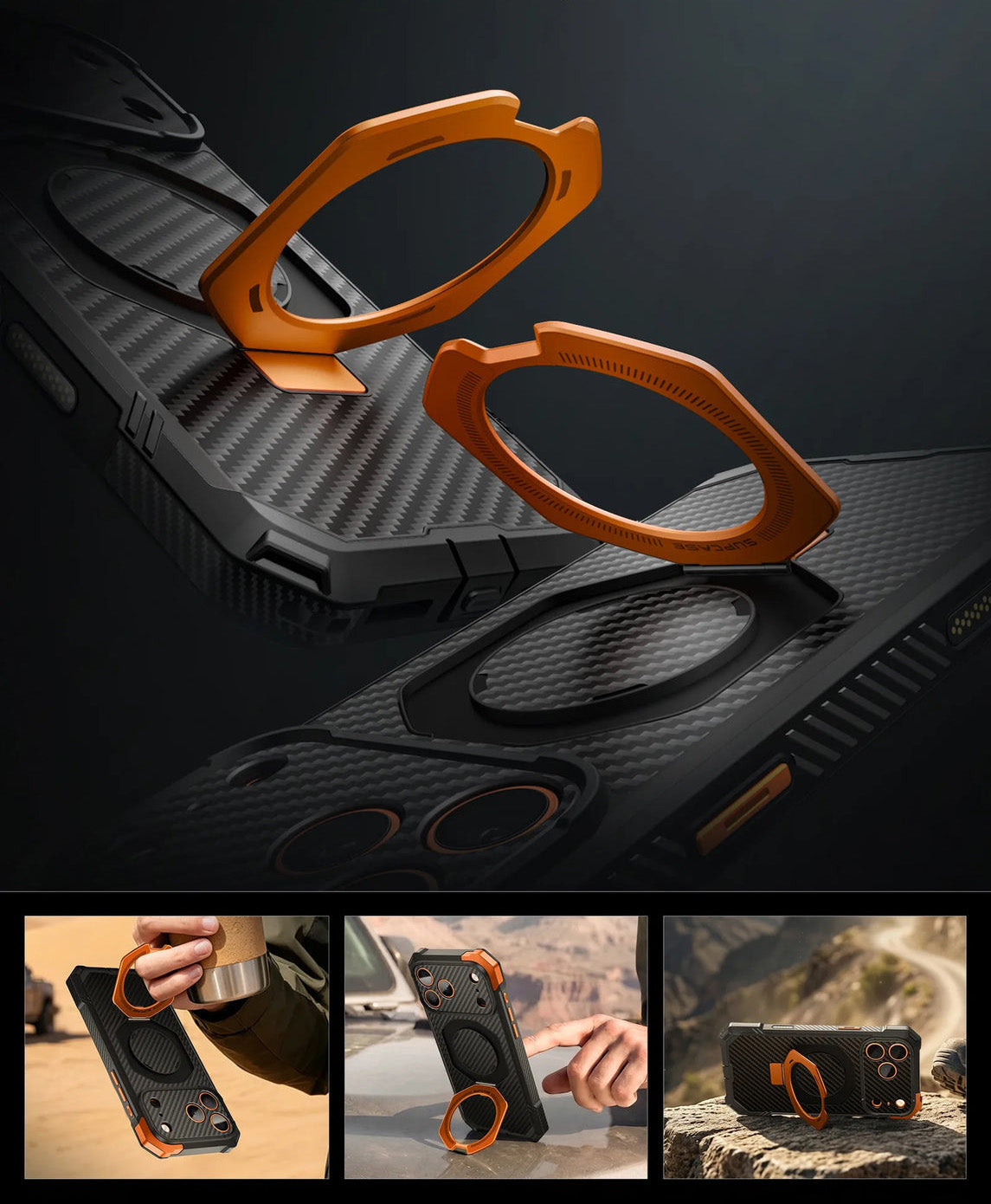 Handyhülle für iPhone 18 Pro Max / 17 Pro Max, Supcase UB Grip Mag (CC) mit MagSafe, Schwarz-Orange (6/11)